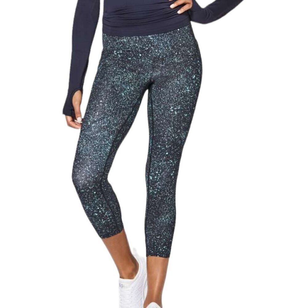 Lululemon Lead The Pack Crop 23" Running Leggings Mineralize Multi Black/White 4